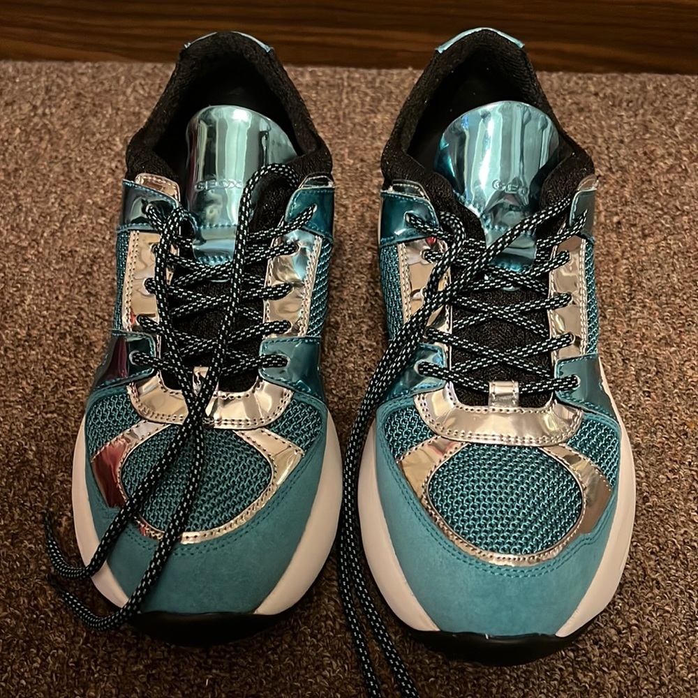Geox Teal and Silver Women's Sneakers